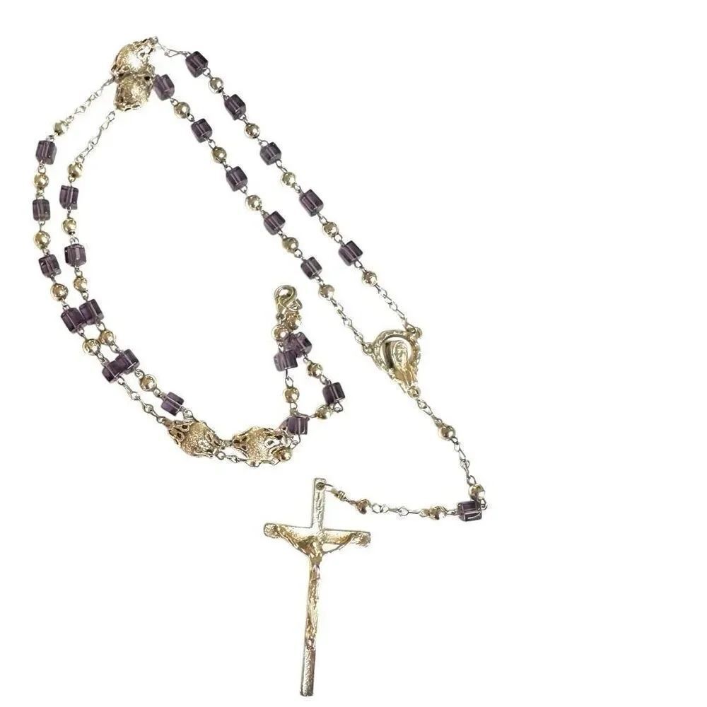 Purple glass beaded rosary